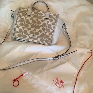 1/2 Price!! Small white Coach satchel handbag